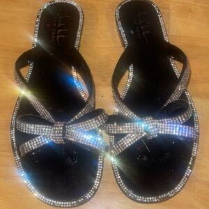 Nicole Miller Bling Bow Sandals